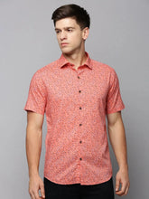 Men Coral Printed Casual Shirt-AMEOPRINT-5258-Coral